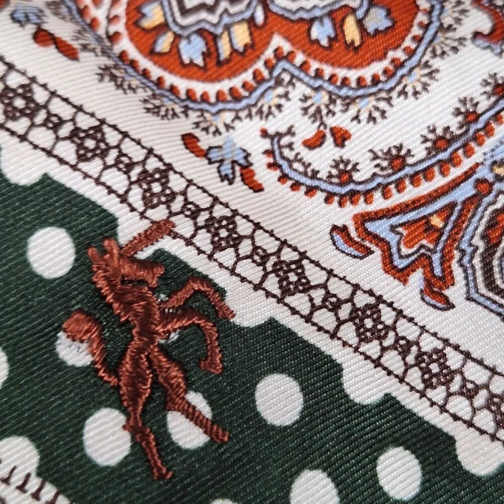 Bronzini Vintage Green Polka Dot Paisley Stripe Silk Tie Necktie Mens Classic